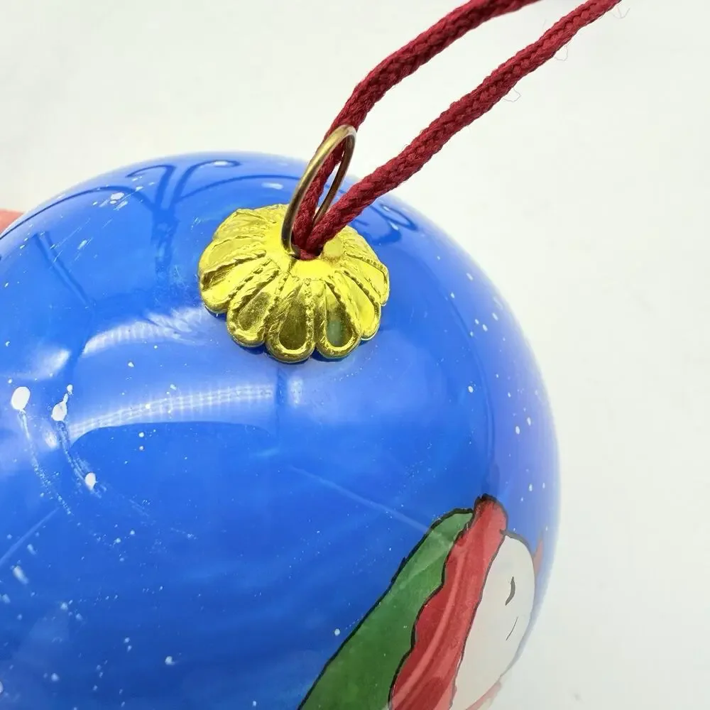 Li Bien INSIDE ART Blown Glas Christmas Ornament Hand Painted Snowman Sled Trees